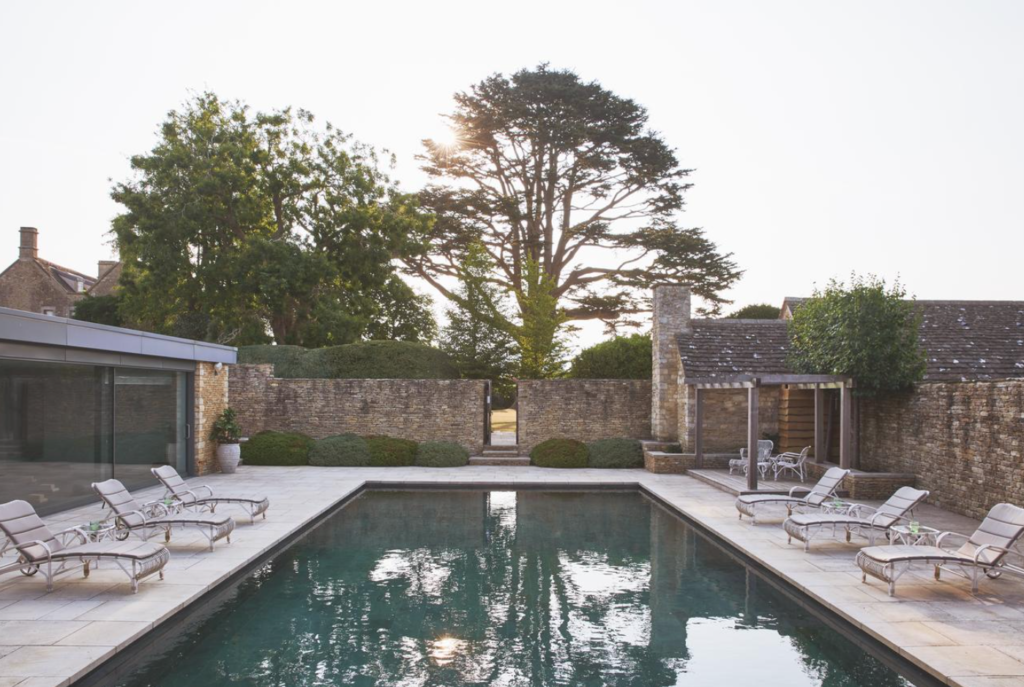 Spa and swimming pool area at the Thyme Hotel, Cotswold, UK