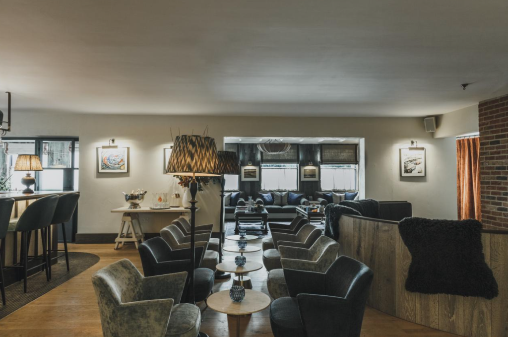 lounge and bar area at the Gallivant hotel, UK, East Sussex