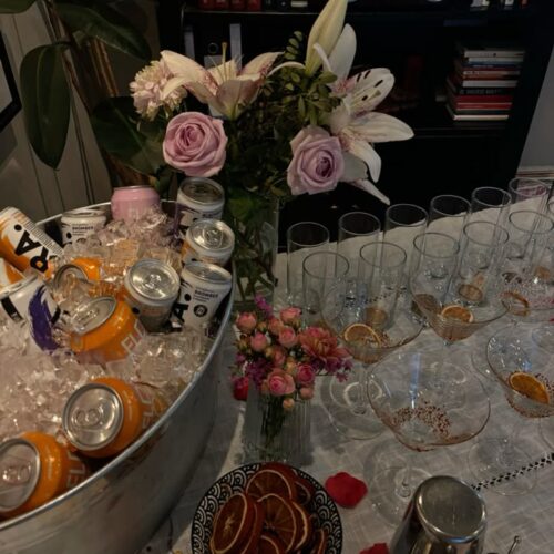 MissJones Group midsommar summer drinks party drink display station dried oranges flowers vibes cocktail bar dinner drinks_