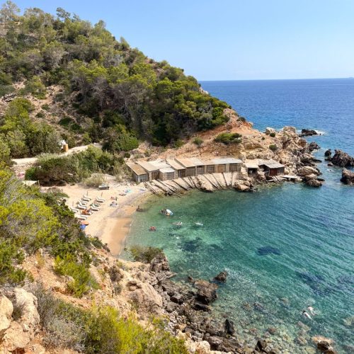 Cala Llonga bay from above