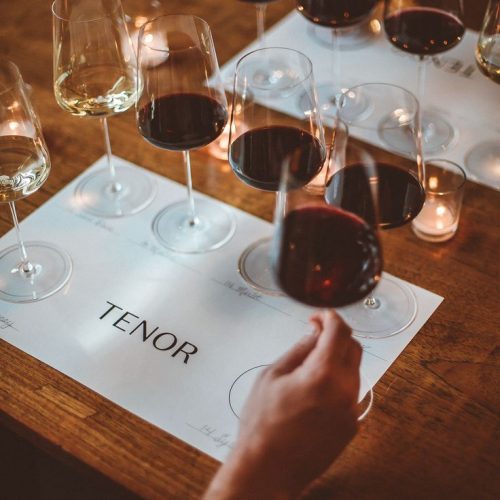 A wine tasting of 6 different wines after a dinner party