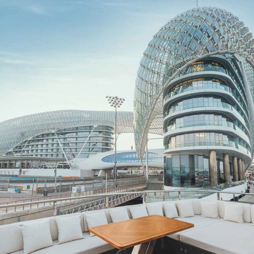 The view from the Beno Santorini Yacht which has a perfect view of the Abu Dhabi F1 racetrack