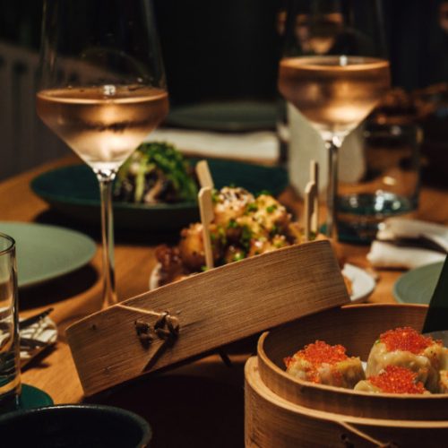 Food and drinks served at Aura Skypool