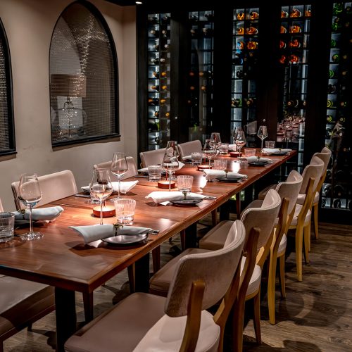 The private room at Kanishka in dim lighting