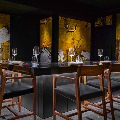 The private dining room at Kanpai, where guests can watch the chef create their dishes