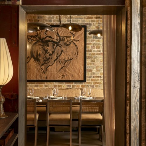 A view of the private dining room at Kolamba East through the doorway