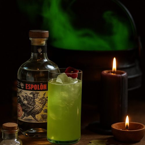 Halloween cocktails lit in candlelight being served at Florattica Rooftop
