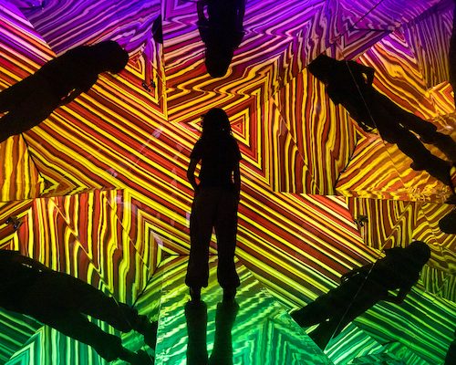 A kaleidoscope illusion, where a silhouette appears multiple times in one image at Twist Museum