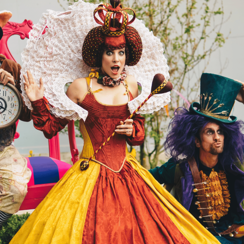 Wonderosity performers dressed in spooky, Alice in Wonderland inspired Halloween costumes