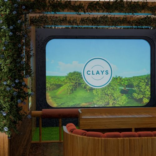 The screen at Clays ready for a party to enjoy clay pigeon shooting