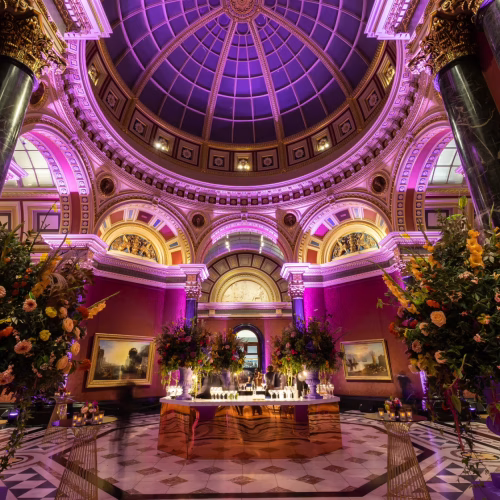 One of the large event spaces at the National Gallery, which is under a large dome, perfect for large drinks events