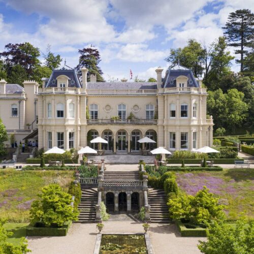The main house at Beaverbrook, with stairs leading down to the grounds