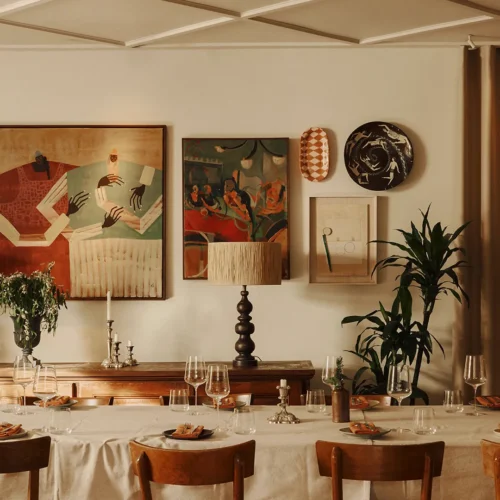 The private dining space at Crafted at Powdermills set up for a corporate dinner