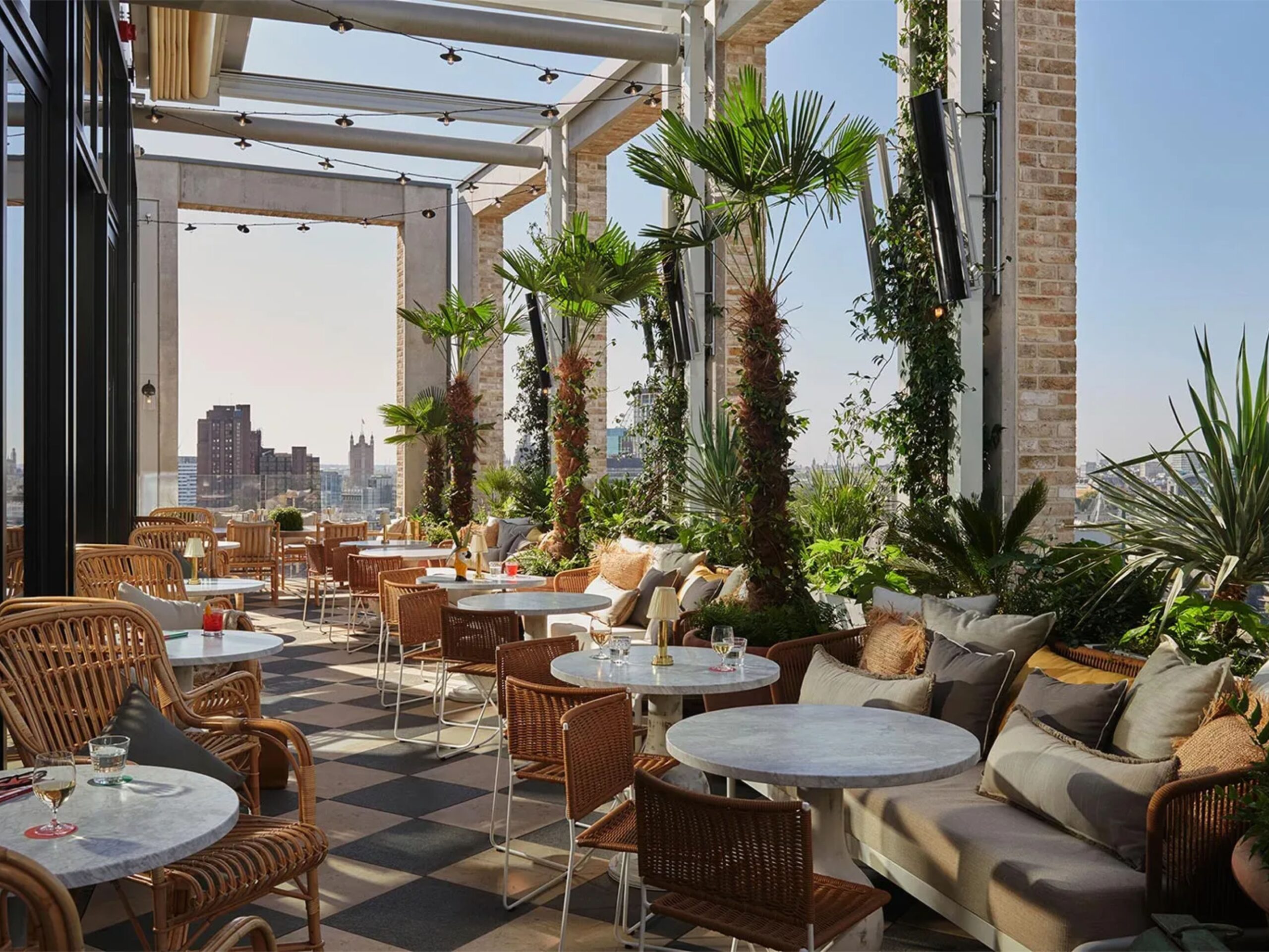 The luxury Seabird rooftop in the summer, with plenty of outdoor seating on the terrace