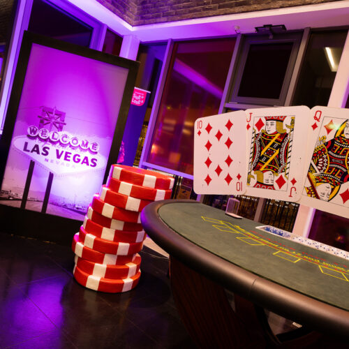 A fun casino game set up at a work party supplied by Wildfire Events