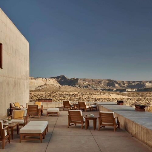 A small seating area in Amangiri, which overlooks the Utah landscape