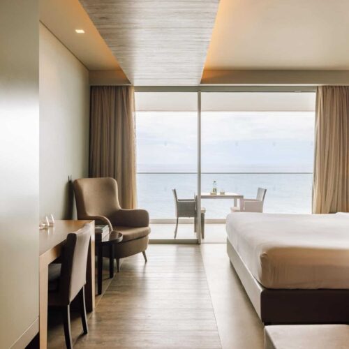 One of the luxury rooms in Madeira at the resort, Saccharum, overlooking the sea