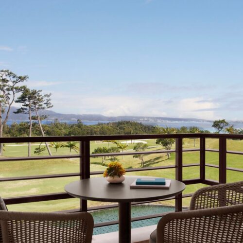 The view out of a balcony in one of the rooms at The Ritz-Carlton
