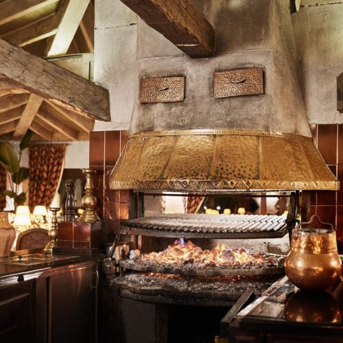 The large fire in the restaurant at Marbella Club Hotel, used for open cooking