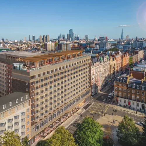 The exterior of The Imperial Bloomsbury from above, in a central London location
